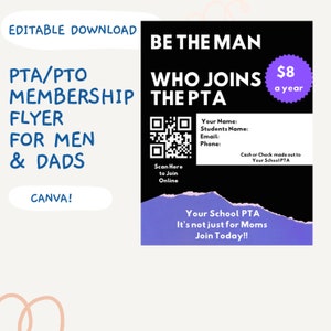 PTA/PTO Membership Flyer for MEN! Editable Canva Template