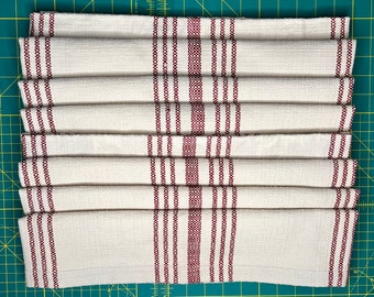 Grain Sack Curtain Valance Pair with Red Stripes, (not old, vintage Pottery Barn)