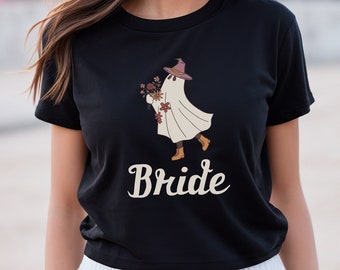 Halloween Bride Unisex Jersey Short Sleeve Tee, Halloween Ghost Bride Shirt, Halloween Bride Party Shirt, Spooky Bachelorette Shirts