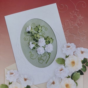 Kit de point de croix pour débutants avec ruban de fleurs, kit de point de croix avec mini motif de broderie, carte postale DIY