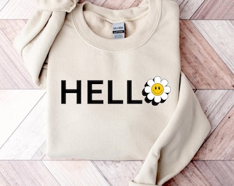 Hello Sweatshirt, Cute Hello T-shirt, Funny T-Shirt Gift for Him, Cute Tshirt gift for her, hello school, hello hello, hello baby gift