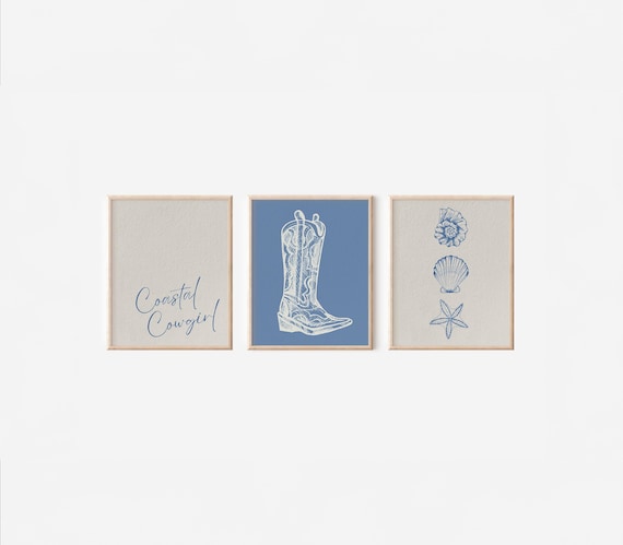 Coastal Cowgirl Art Print Set: Trendy Dorm Decor (Digital Download)