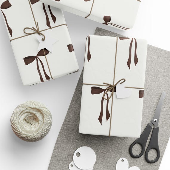 Bow Design Wrapping Papers, Chic Elegant Gift Wrap for Xmas, Birthday, Girls Trip, Glossy or Matte Finish, Fashionable Holiday Present