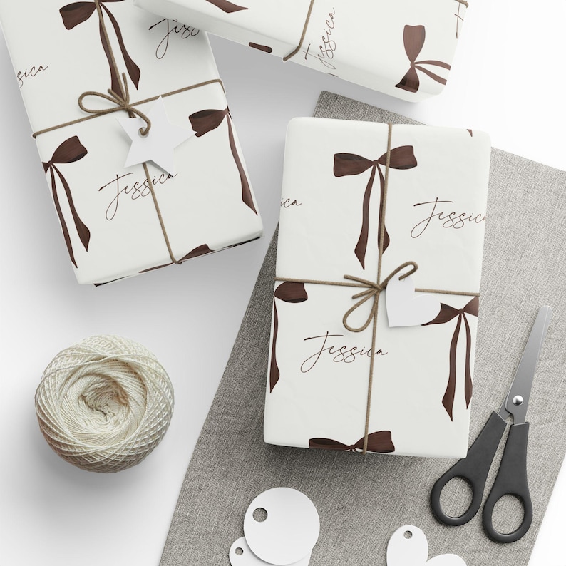 Christmas Wrapping Papers, Xmas Gifting, Personalized Gift Wrap, Holiday Ribbon, Custom Presents Bild 1