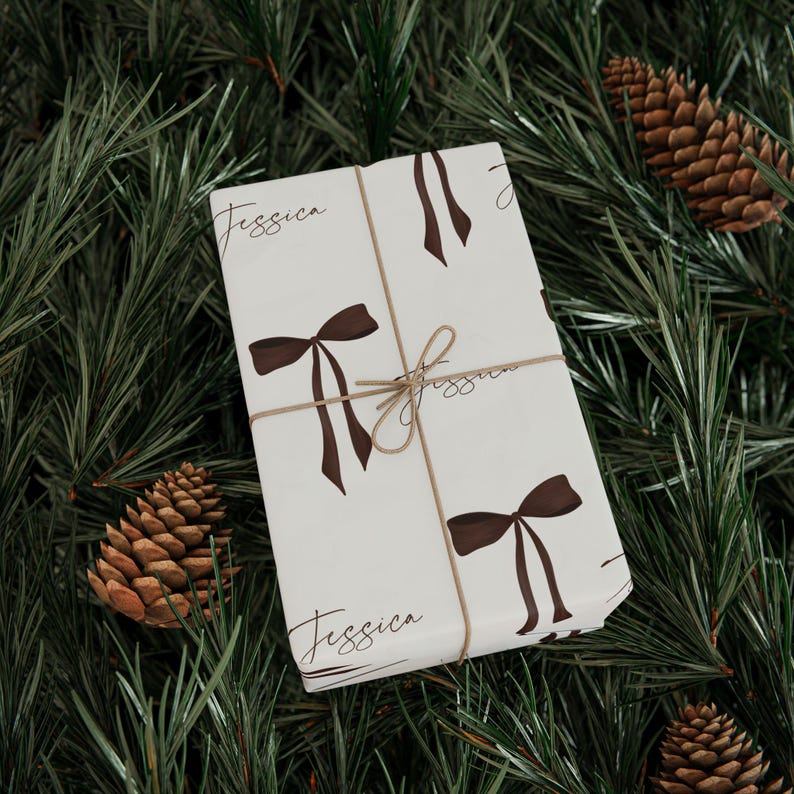 Christmas Wrapping Papers, Xmas Gifting, Personalized Gift Wrap, Holiday Ribbon, Custom Presents Bild 3
