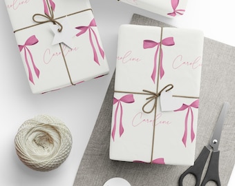 Pink Bow Wrapping Papers | Christmas Birthday Personalized