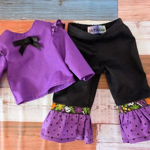 Funky Purple and Black Halloween Outfit for 18 Inch Dolls