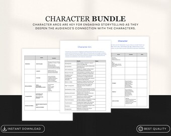 Unlimited Character Planner for Authors includes Character Arc and Character Profile
