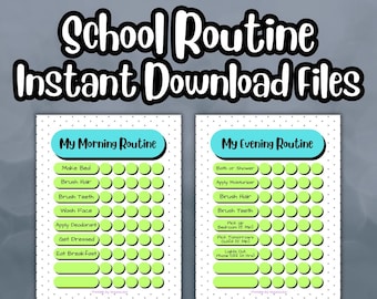 School Routine for Kids Daily School Checklist, Morning and Evening Kids Chore Chart Bundle, Practical Gift for Children Pre-Teens or Teens
