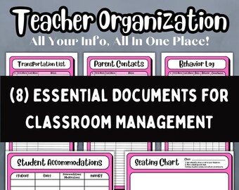 Teaching Binder Essentials, 8 Documents in Multiple Colors for Easy Classroom Management, Instant School Organization Bundles for Teachers!