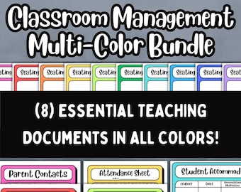 Teaching Binder Essentials, 8 Documents in Multiple Colors for Easy Classroom Management, Instant School Organization Bundles for Teachers!