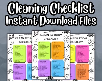 Cleaning Routine Checklist for Max Efficiency, Room by Room Organization and Productivity Planner Step by Step Cleaning Guide for Beginners