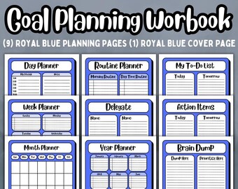 Goal Planning Workbook, Cute and Colorful Minimalist Design Bundle, Daily Weekly Monthly and Yearly Page Inserts, Printable Planner Pages