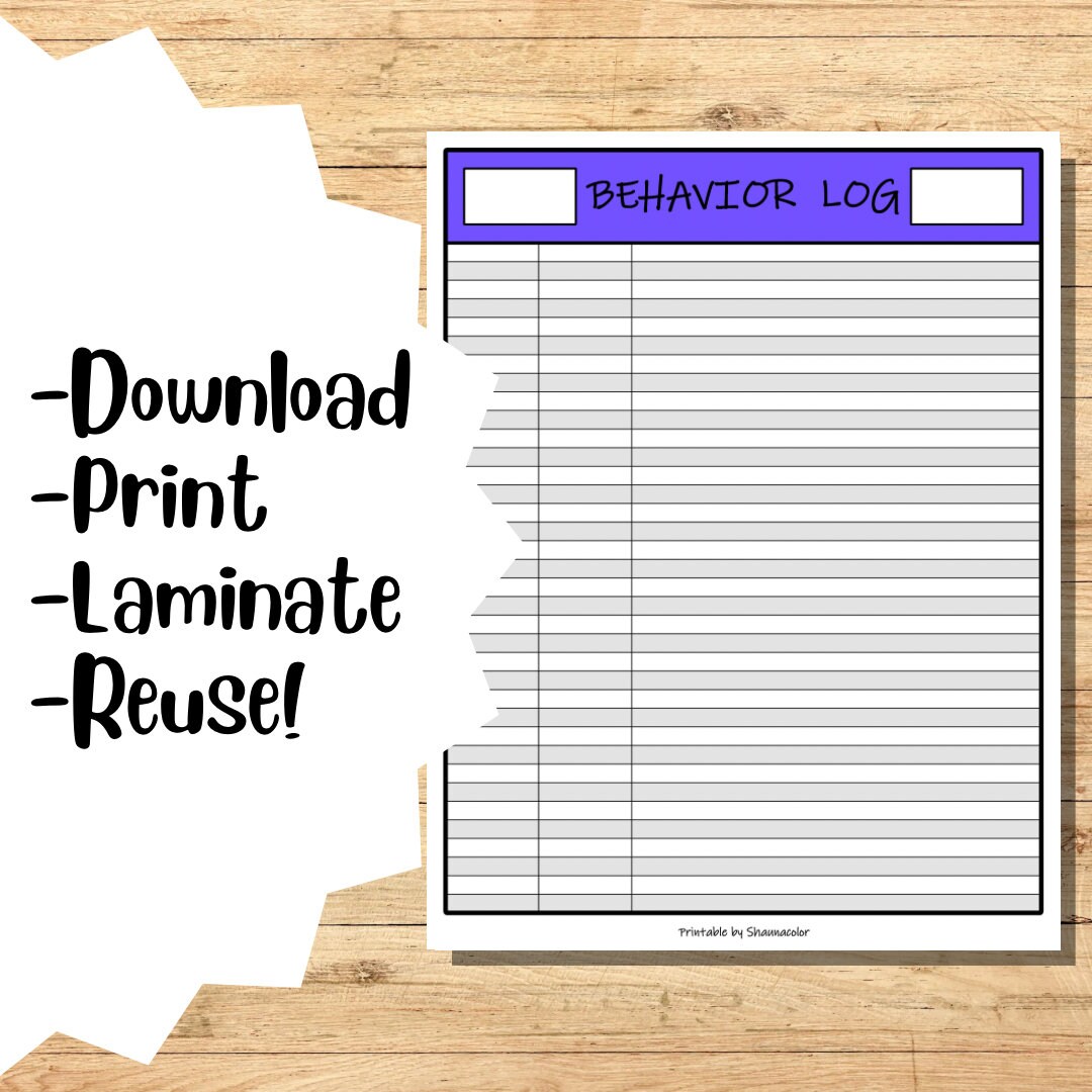 Printable Behavior Log, Class Info Organization Binder Page, for Quick ...
