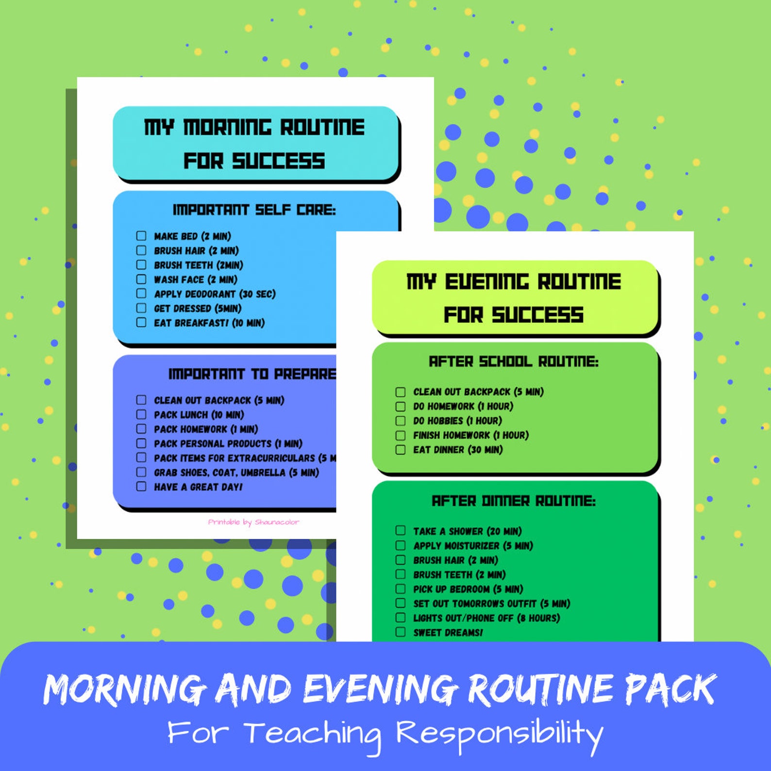 Teen's Evening Routine Checklist, Time Management Planner for Kids ...