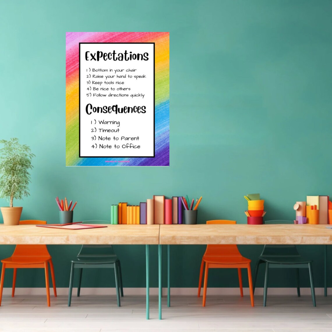 Printable Classroom Expectations and Consequences Sign for Etsy