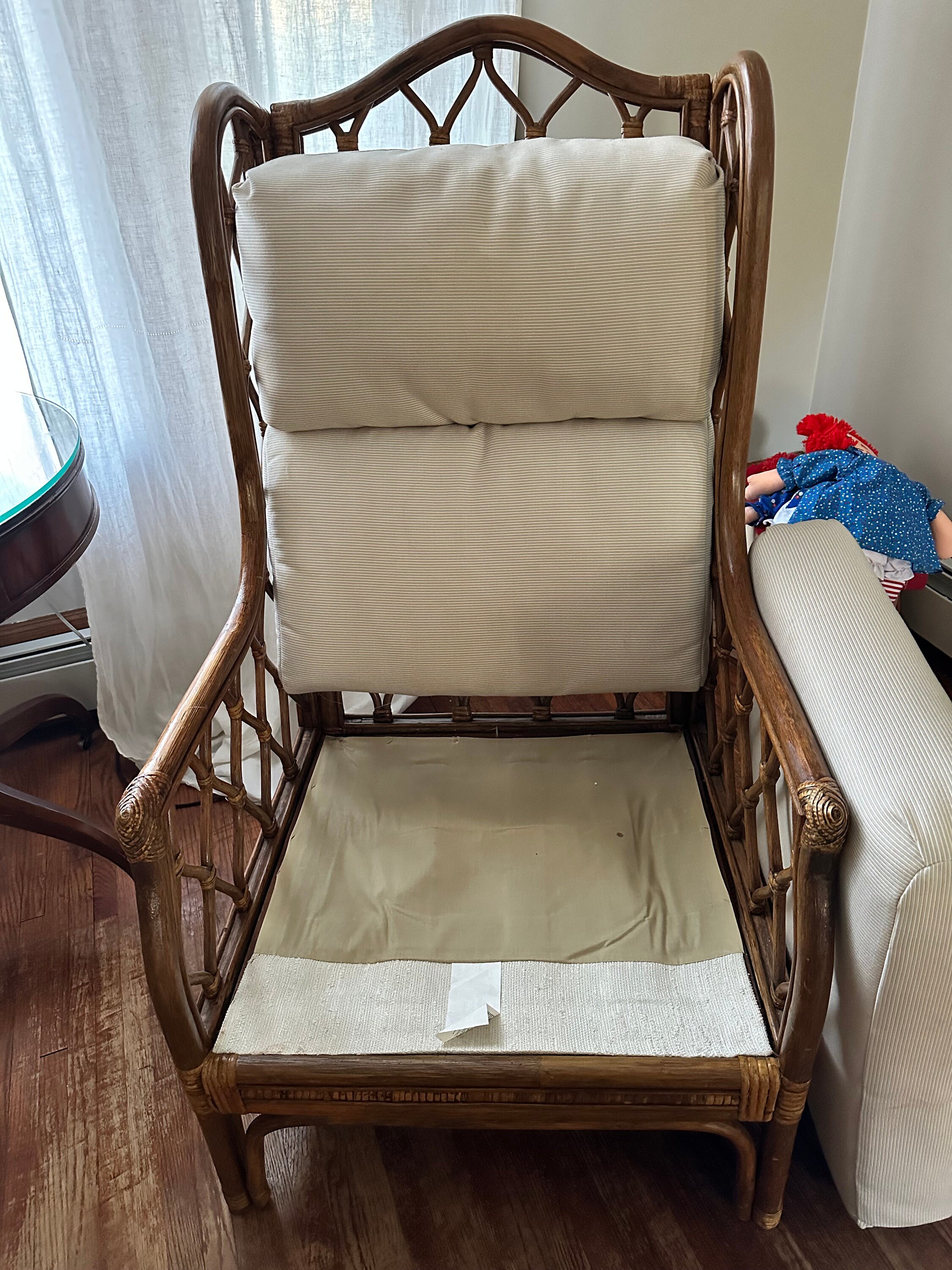 Vintage Bamboo & Cane Wingback Rattan Chair Set, BOHO, Hollywood