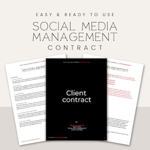 Professional Freelance Social Media Manager Contract Template,Social Media Management Contract Template, Freelance Service Agreement, CANVA
