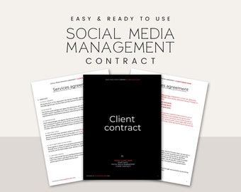 Professional Freelance Social Media Manager Contract Template,Social Media Management Contract Template, Freelance Service Agreement, CANVA