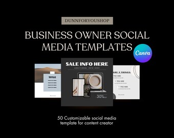 50 Social Media Business Templates, Customizable Canva template - Business Owner - Entrepreneur - Business owner Branding Assets, IG Posts