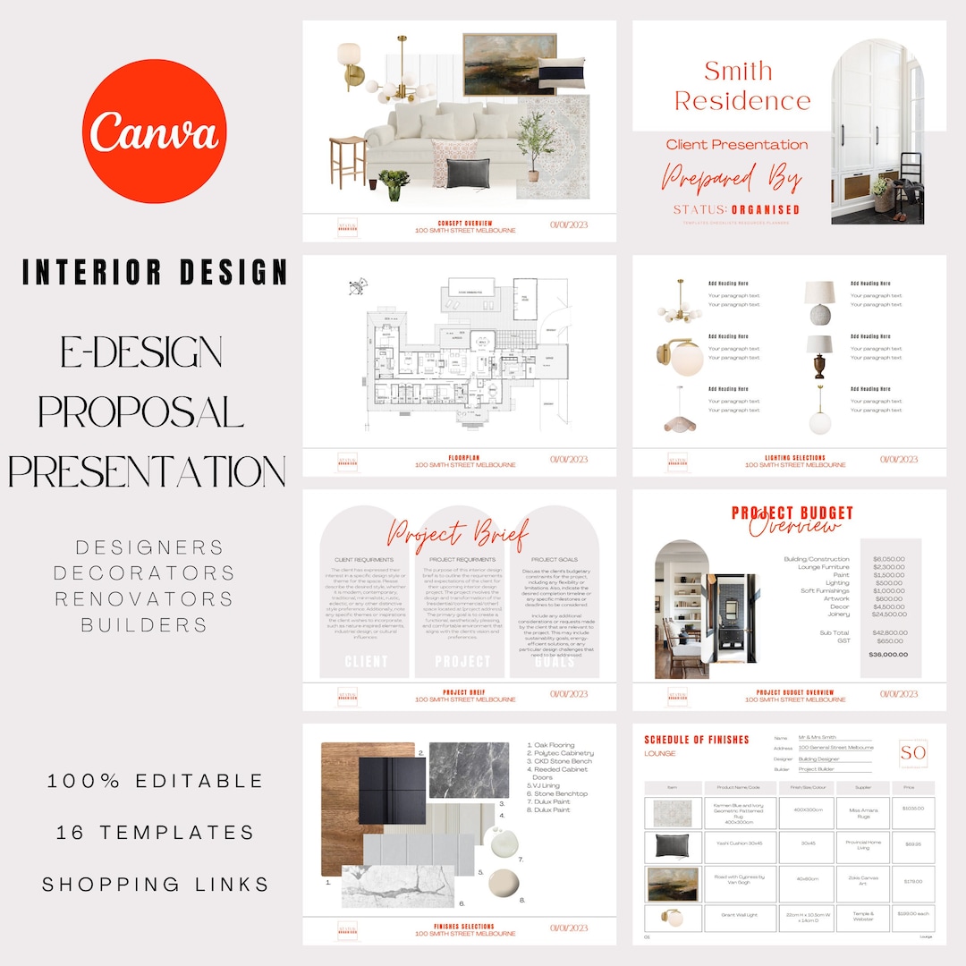 Interior E-design Presentation Client Presentation Template - Etsy