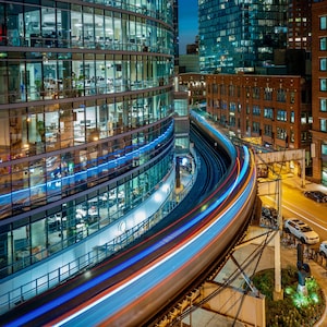 Chicago L Train at night Photography Print
