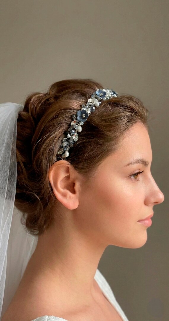 Sparkling Silver and Pearl Floral Headband Amazon.com : Flower Girl Headpiece: Pearl Headband with  main image 4