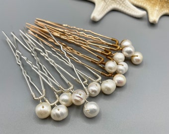 Exquisite Collection: Delicate Set of Small Natural Creamy White Freshwater Pearl Hair Pins -High-Quality Bridal Accessory,Wedding Headpiece