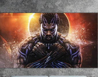 Black Panther Canvas Wall Art, Unleash Your Inner Hero: Bring the Legendary Black Panther to Your Walls, Black Panther Print Poster