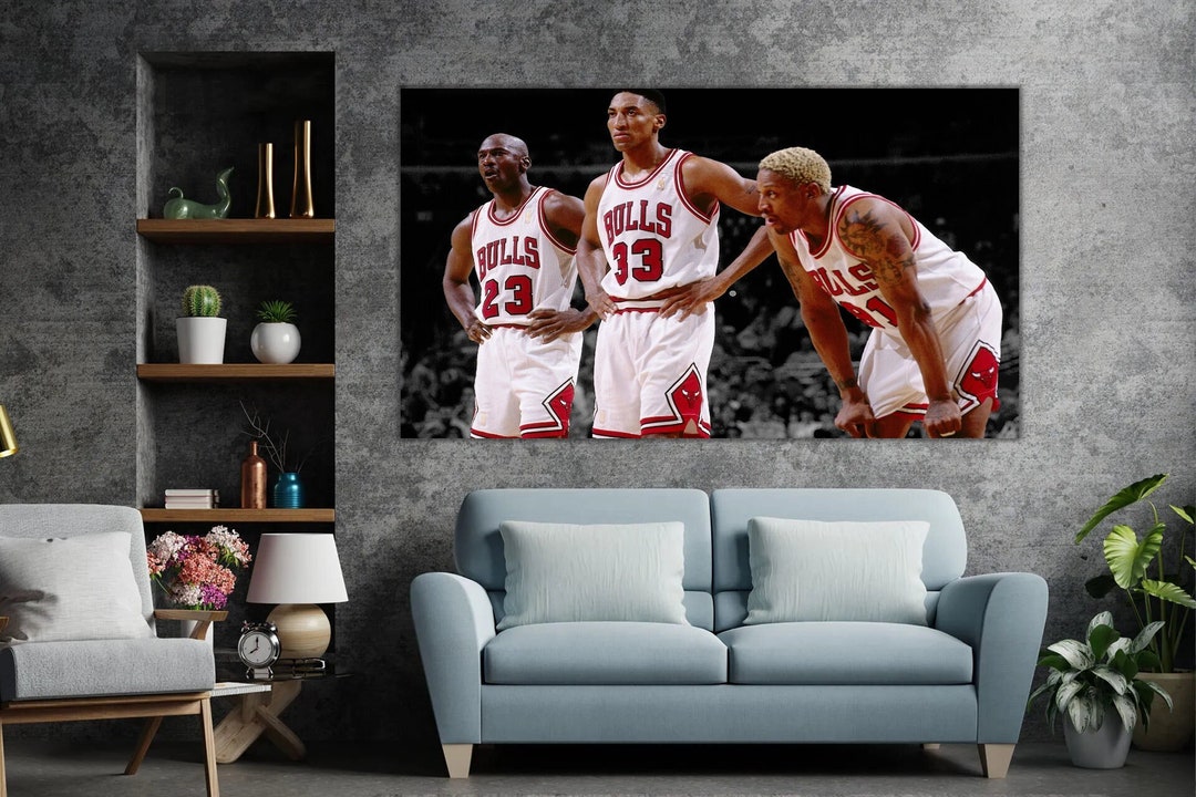 NBA Chicago Bulls Canvas Wall Art Three Legends Poster Wall Etsy