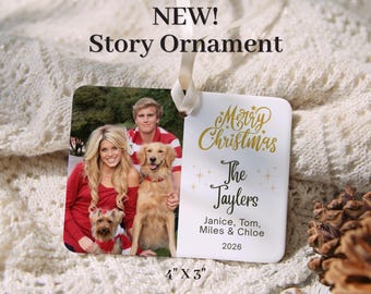 Custom Family Christmas Photo Ornament Large Family Story Ceramic Keepsake Ornament Personalized Family Gift Christmas Tree Decoration