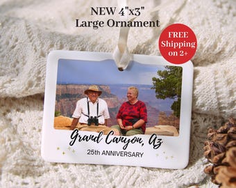 Custom Travel Photo Ornament Personalized Travel Memory Ornament Vacation Keepsake Family Trip Memory Gift Large Photo Ornament Ceramic