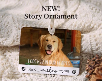 Custom Dog Photo Christmas Ornament Large Story Ceramic Dog Memorial Ornament Personalized Dog Owner Pet Loss  Sympathy Keepsake Gift