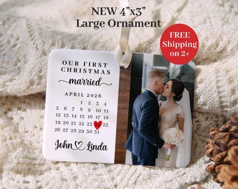 First Christmas Wedding Date Photo Ornament Personalized Just Married Ceramic Ornament Married Calendar Gift Newly Wed Couple Keepsake Gift