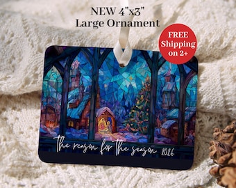 Nativity Christmas Ornament Reason for the Season Baby Jesus Nativity Ornament Stained Glass Ceramic Christian Christmas Decor