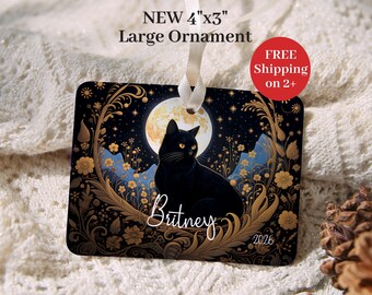 Black Cat Gothic Christmas Ornament Personalized Black Cat Moon Gothic Holiday Decor Black Cat Mom Gift