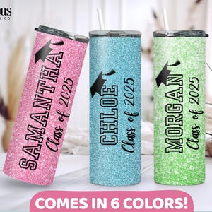 Custom Graduation Gift Personalized Class Of 2025 Senior Graduation Tumbler Senior Night Gifts Personalized Senior Cups Glitter-look Tumbler