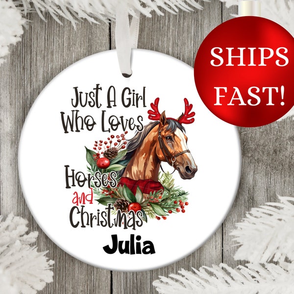 Personalized Horse Ornament For a Girl who Loves Horses, Custom Horse Ornament with Name, Christmas Horse Ornament