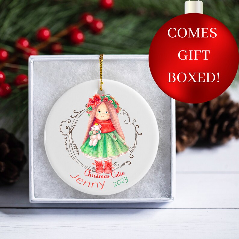 Little Girl Christmas Cutie Personalized Christmas Ornament for Girl