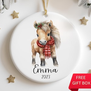 Cute Pony Ornament Personalized with Name, Christmas Pony Ornament for Girl, Horse Ornaments, Girl Ornament for Pony Lover