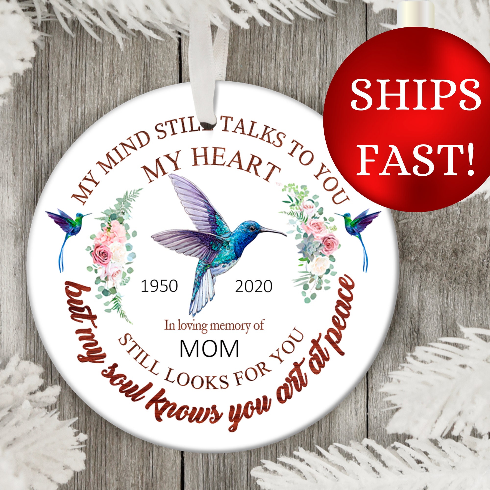Hummingbird Memorial Ornament, Personalized Name and Date, in Memory ...