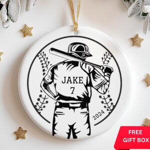 Customized Baseball Player Ornament with Name and Number - Baseball Christmas Ornament - Softball Ornament - Baseball Jersey Ornament Sports
