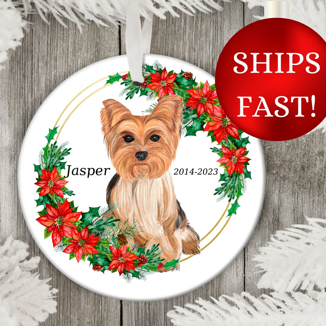 Custom Yorkie Christmas Ornament, in Loving Memory Yorkie Dog Ornament