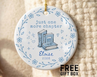 Personalized Just One More Chapter Ceramic Ornament for Book Lover Gift Idea Custom Bookish Reader Ornament with Name Loves to Read Gift