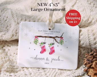 Engaged Keepsake Ornament Gift Personalized Engaged Christmas Ornament Our First Christmas Engaged  Custom Engagement Gift Couples Ornament