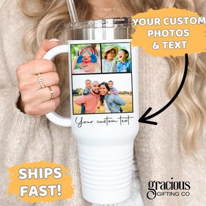 Photo Tumbler with Handle 40 oz Custom Tumbler with Photos Photo Collage Tumbler Photo Cup Tumbler with Pictures Photo Tumbler for Grandma
