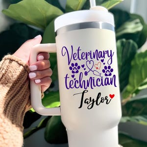 Veterinary Technician Gift Tumbler 40oz Travel Mug with Handle Gift for Vet Tech Graduation Gift Veterinary Appreciation  Vet Tech Week Gift