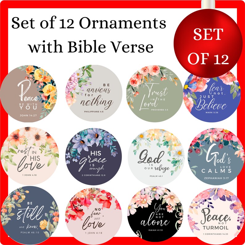 Ornament Set of 12 Christian Ornaments With Bible Verse Set of 12