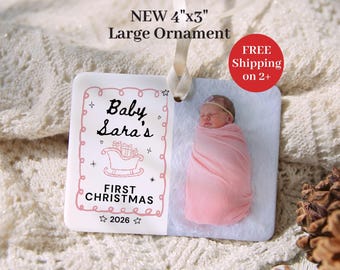 First Christmas Newborn Baby Photo Ornament Personalized Baby Boy Girl Christmas Large Ceramic Ornament New Parents Christmas Keepsake Gift