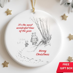 Classic Winnie the Pooh Ornament - Pooh Ornament - Disney Lover Ornament Keepsake - Merry Christmas Ornament - Piglet Ornament